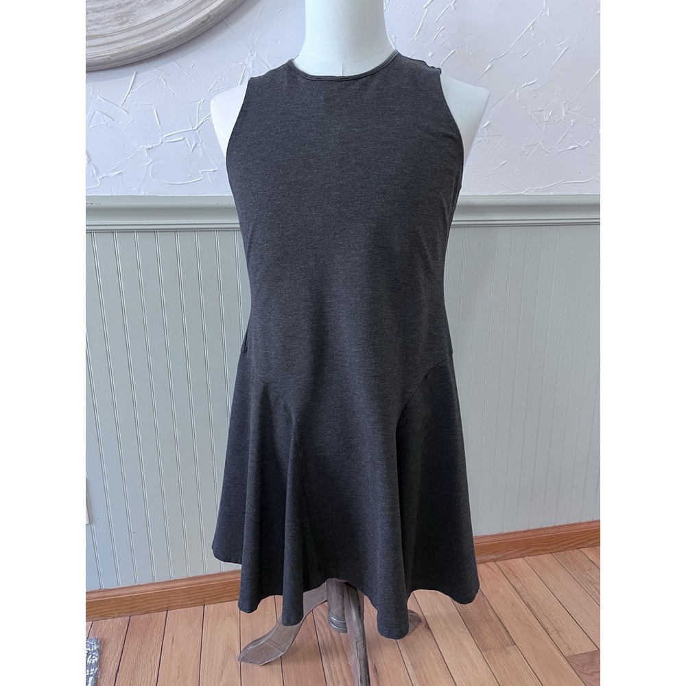 Lauren Ralph Lauren Lg Dark Gray Sleeveless Fit Flare Flounce Ponte‎ Knit Dress